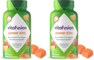 Vitafusion Power Zinc Gummy Vitamins, Strawberry Tangerine Flavored Immune Support (1), 90 Count (Pack of 2)