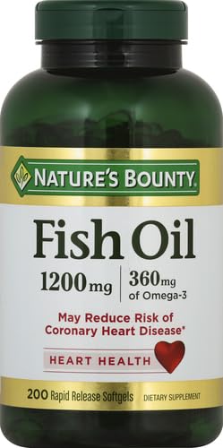 Nature's Bounty Fish Oil Omega 3 Supplements - Supports Heart Health, 1200 Mg Fish Oil, Omega-3, 200 Softgels (Pack of 1)