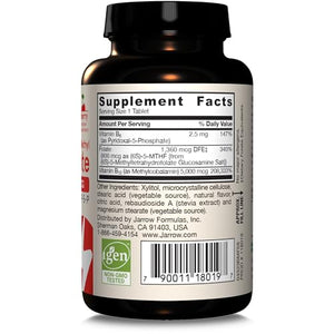 Jarrow Formulas Ultra Strength Methyl B-12 5000 mcg & Methyl Folate 800 mcg + P-5-P, Supplement for Cellular Energy Metabolism and Cardiovascular Support, 60 Chewable Tablets, 60 Day Supply, 12 Packs