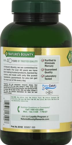 Nature's Bounty Fish Oil Omega 3 Supplements - Supports Heart Health, 1200 Mg Fish Oil, Omega-3, 200 Softgels (Pack of 1)