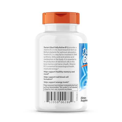Doctor's BEST Fully Active B12 1500 mcg, Non-GMO, Vegan, Gluten Free, Supports Healthy Memory, Mood and Circulation, 60 Count (Pack of 2)