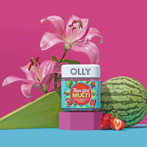 Olly Teen Girl Multi Gummy, Healthy Skin and Immune Support, 15 Essential Vitamins, Biotin, Zinc, Calcium, Chewable Multivitamin, Berry Melon, 35 Day Supply, 70 Count