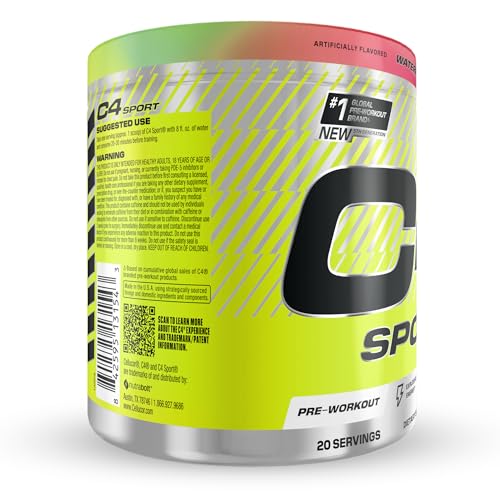 Cellucor C4 Sport Pre Workout Powder - NSF Certified for Sport - Elite Hydration - 200mg Caffeine + Creatine + Beta-Alanine - Electrolytes and Energy Supplement - Watermelon, 20 Servings