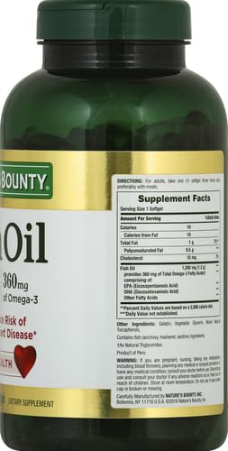 Nature's Bounty Fish Oil Omega 3 Supplements - Supports Heart Health, 1200 Mg Fish Oil, Omega-3, 200 Softgels (Pack of 1)