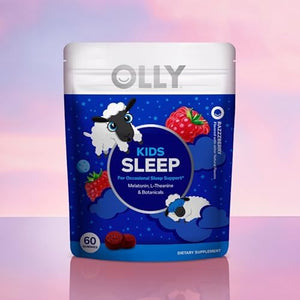 OLLY Kids Sleep Gummy, Occasional Sleep Support, 0.5mg Melatonin, L Theanine, Chamomile, and Lemon Balm Extracts, Childrens Chewable Supplement, Raspberry Flavor - 90 Count