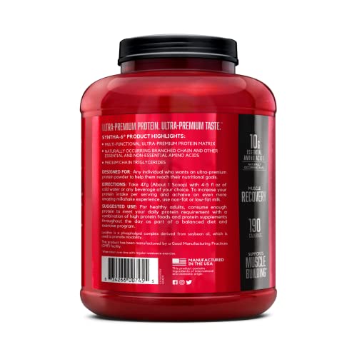 BSN SYNTHA-6 Whey Protein Powder with Micellar Casein, Milk Protein Isolate Powder, Chocolate Peanut Butter, 48 Servings (Packaging May Vary)
