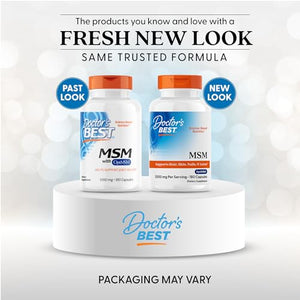 Doctors Best MSM, Supports Hair, Skin, Nails, & Joints, Non-GMO, Gluten Free, 3000 mg Per Serving, 180 Capsules