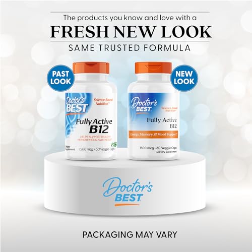 Doctor's Best Fully Active B12 1500 mcg, Non-GMO, Vegan, Gluten Free, Supports Healthy Memory, Mood and Circulation, 60 Count