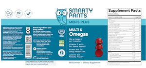 SmartyPants Multivitamin for Men, Organic Gummies: Methylfolate, Omega 3 (ALA), Vitamin D3, C, Vitamin B12, B6, A, K & Zinc for Immune Support, Biotin, Vegetarian, 120 Gummies (30 Day Supply)