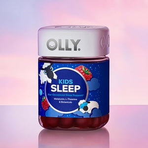 OLLY Kids Sleep Gummy, Occasional Sleep Support, 0.5mg Melatonin, L Theanine, Chamomile, and Lemon Balm Extracts, Childrens Chewable Supplement, Raspberry Flavor - 90 Count