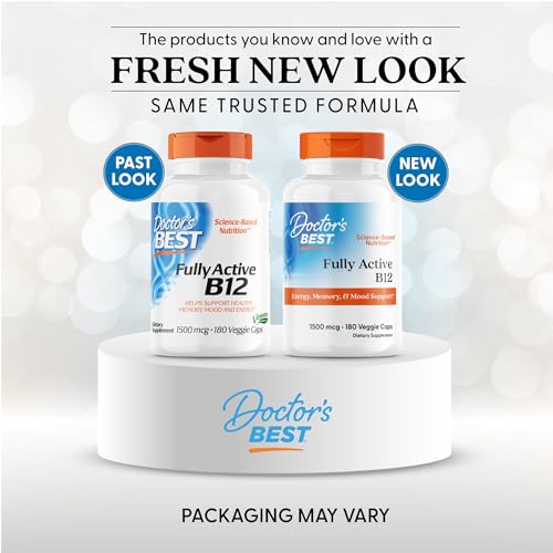 Doctor's Best Fully Active B12 1500 mcg, Non-GMO, Vegan, Gluten Free, Supports Healthy Memory, Mood and Circulation, 60 Count