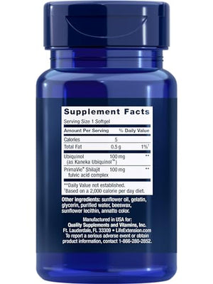 Life Extension Super Ubiquinol CoQ10 with Enhanced Mitochondrial Support, ubiquinol CoQ10, shilajit, potent heart health & cellular energy production support, ultra-absorbable, gluten-free, 60 softgel