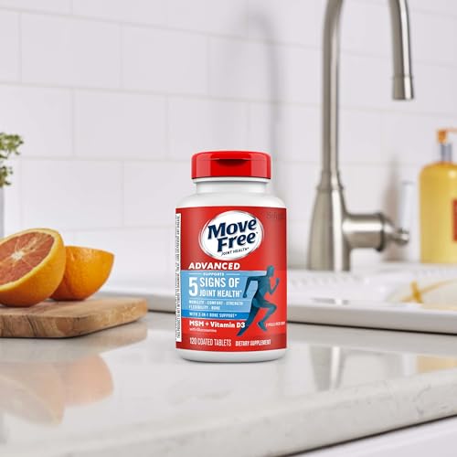 Move Free Advanced Glucosamine Chondroitin MSM + Vitamin D3 Joint Support Supplement, Supports Mobility Comfort Strength Flexibility & Bone + Immune Health - 120 Tablets (60 servings)*