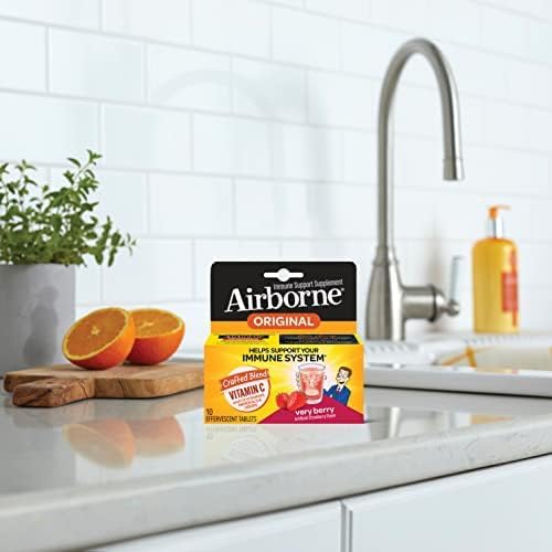 Airborne Very Berry Effervescent Tablets, 10 Count - 1000mg of Vitamin C - Immune Support Supplement (Packaging May Vary) (Pack of 3)
