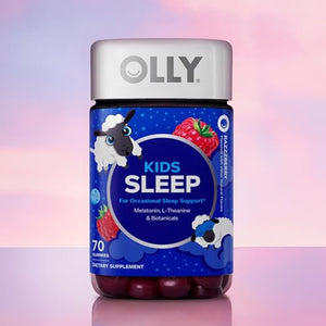 OLLY Kids Sleep Gummy, Occasional Sleep Support, 0.5mg Melatonin, L Theanine, Chamomile, and Lemon Balm Extracts, Childrens Chewable Supplement, Raspberry Flavor - 90 Count