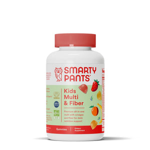 SmartyPants Kids Multivitamin & Fiber Gummies: Prebiotic Fiber to Support Kids Digestion with Vitamin D3, C, Vitamin B12, B6, A, Zinc, Biotin, Folate, Three Fruit Flavors, 90 Count (30 Day Supply)