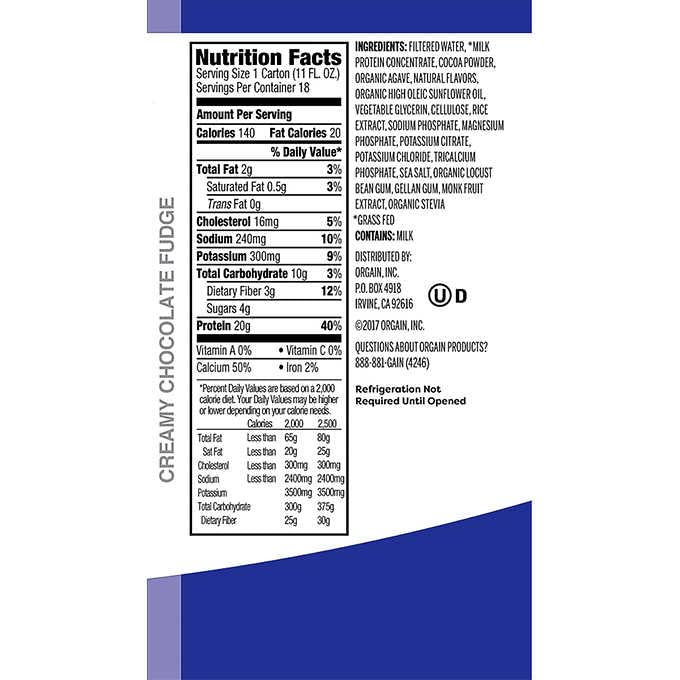 Orgain Clean Protein Shake Chocolate, 198 Fl. Oz.