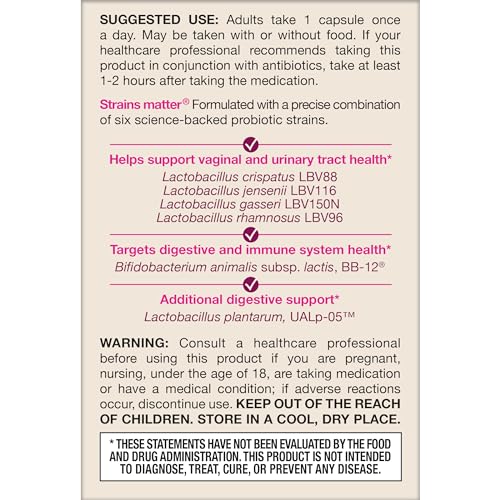 Jarrow Formulas Fem-Dophilus Advanced Probiotics 10 Billion CFU with 6 Science-Backed Strains, for Vaginal, Urinary Tract, Digestive, and Immune Support, 30 Veggie Capsules, Shelf-Stable, Pack of 12