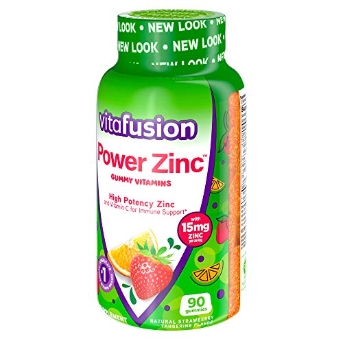 Vitafusion Power Zinc Gummy Vitamins, Strawberry Tangerine Flavored Immune Support (1), 90 Count (Pack of 2)