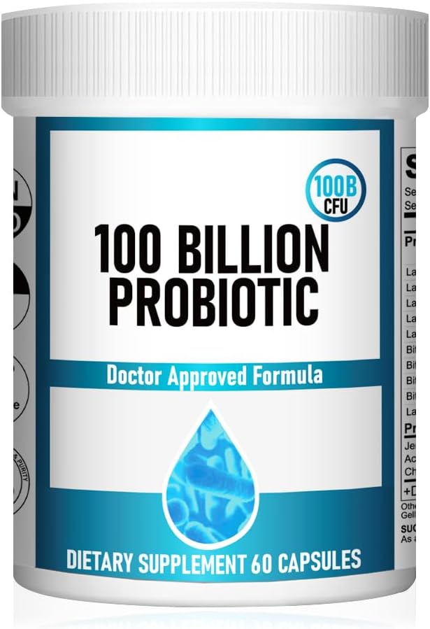 Probiotics 100 Billion CFU -10 Strains + Organic Prebiotics-lmmune,Digestive & Gut Health-Supports Occasional Constipation, Diarrhea, Gas & Bloating -for Women & Men.