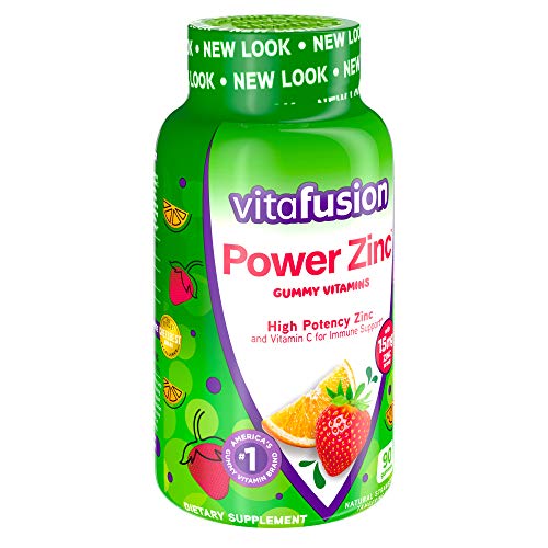 Vitafusion Power Zinc Gummy Vitamins, Strawberry Tangerine Flavored Immune Support (1), 90 Count (Pack of 2)