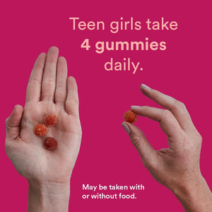 SmartyPants Teen Girl Multivitamin Gummies - Improved Formula: Omega 3 (DHA/EPA), Vitamin C, D3, B12, Vitamin A, K & Zinc, Biotin to Support Hair, Skin & Nails, Gluten Free, 60 Count (30 Day Supply)
