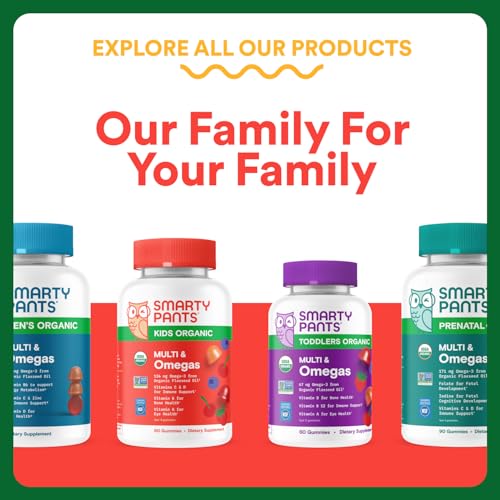 SmartyPants Kids Multivitamin & Fiber Gummies: Prebiotic Fiber to Support Kids Digestion with Vitamin D3, C, Vitamin B12, B6, A, Zinc, Biotin, Folate, Three Fruit Flavors, 90 Count (30 Day Supply)