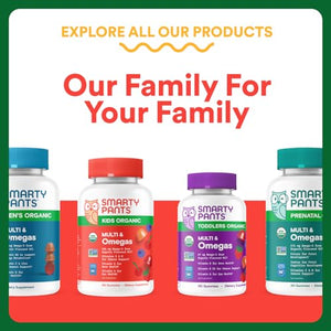 SmartyPants Kids Multivitamin & Fiber Gummies: Prebiotic Fiber to Support Kids Digestion with Vitamin D3, C, Vitamin B12, B6, A, Zinc, Biotin, Folate, Three Fruit Flavors, 90 Count (30 Day Supply)