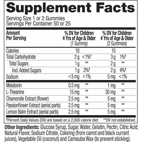 OLLY Kids Sleep Gummy, Occasional Sleep Support, 0.5mg Melatonin, L Theanine, Chamomile, and Lemon Balm Extracts, Childrens Chewable Supplement, Raspberry Flavor - 90 Count