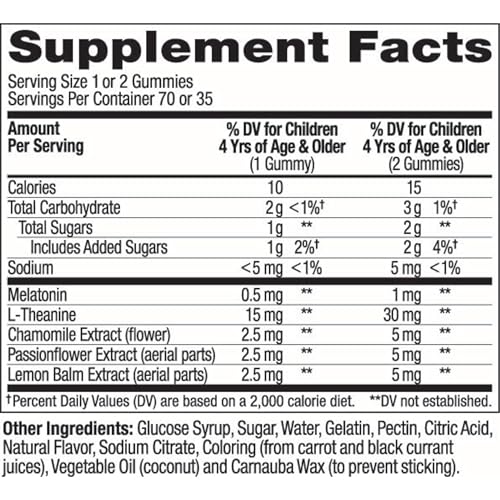 OLLY Kids Sleep Gummy, Occasional Sleep Support, 0.5mg Melatonin, L Theanine, Chamomile, and Lemon Balm Extracts, Childrens Chewable Supplement, Raspberry Flavor - 90 Count