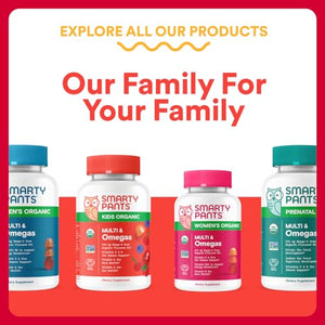 SmartyPants Organic Kids Multivitamin Gummies: Omega 3 (ALA), Vitamin D3, C, Vitamin B12, B6, A, K & Zinc for Immune Support, Biotin, Vegetarian, Three Fruit Flavors, 120 Count (30 Day Supply)