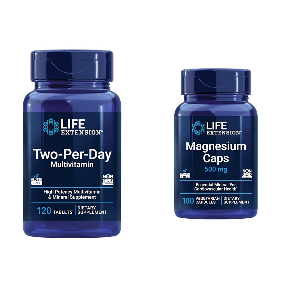 Life Extension Two-Per-Day High Potency Multi-Vitamin & Mineral Supplement - Vitamins, Minerals, Plant Extracts, Quercetin, 5-MTHF Folate & More - Gluten-Free - Non-GMO - 120 Tablets (Pack of 2)