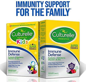 Culturelle Immune Defense Daily Probiotic for Women & Men - 28 Count, Mixed Berry Chewables with 4-in-1 Immune Support. Probiotic Vitamin C, Vitamin D, and Zinc Plus Elderberry
