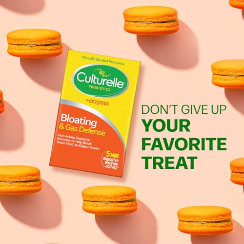 Culturelle Bloating & Gas Defense, Digestive Enzymes & Probiotics for Digestive Health, 30 Capsules, Supports Occasional Indigestion & Discomfort