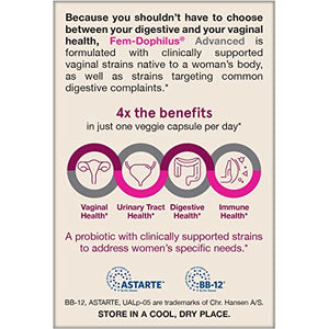 Jarrow Formulas Fem-Dophilus Advanced Probiotics 10 Billion CFU with 6 Science-Backed Strains, for Vaginal, Urinary Tract, Digestive, and Immune Support, 30 Veggie Capsules, Shelf-Stable, Pack of 12