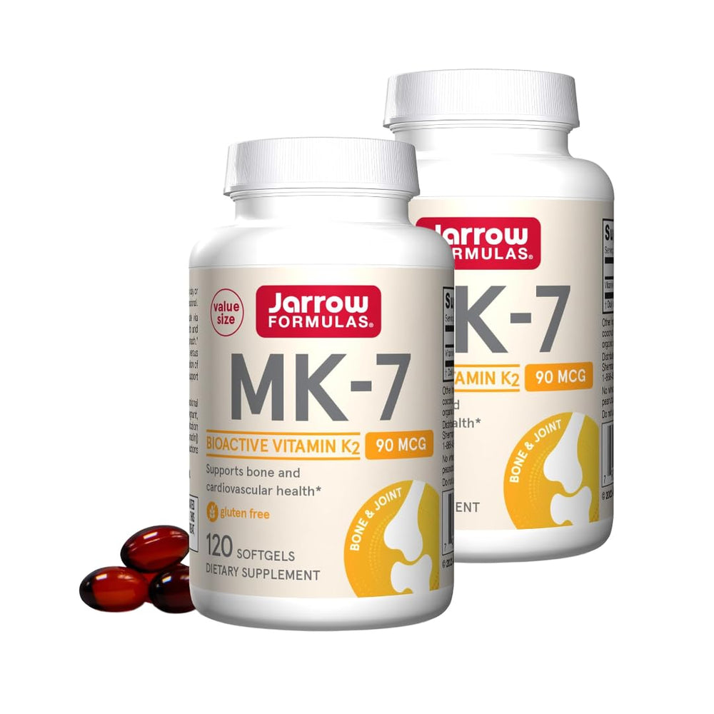 Jarrow Formulas MK-7 90 mcg - Bioactive Form of Vitamin K2-120 Servings (Softgels) - for Bone & Cardiovascular Health - Vitamin K2 MK-7 Dietary Supplement - Gluten Free