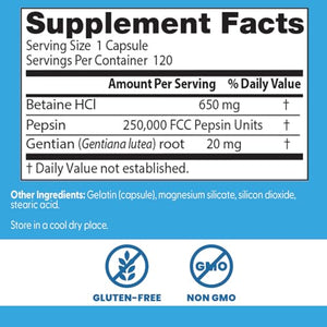 Doctor's Best Betaine HCI Pepsin & Gentian Bitters, Digestive Enzymes for Protein Breakdown & Absorption, Non-GMO, Gluten Free, 360 Count (Pack of 1)
