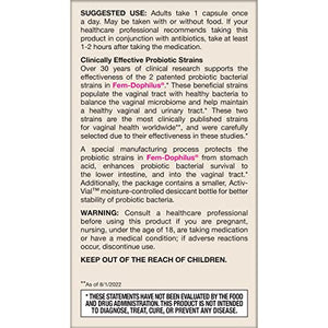 Jarrow Formulas Fem-Dophilus Probiotics 1 Billion CFU with 2 Science-Backed Strains, Dietary Suppl for Vaginal and Urinary Tract Supp,60 Veggie Caps,Up to a 60 Day Supply, Shelf-Stable,12 Packs