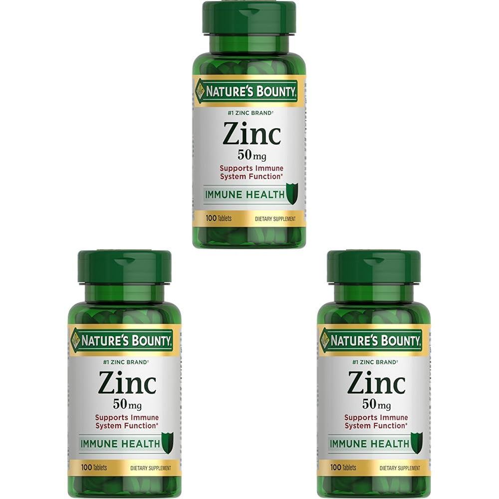 Nature’s Bounty Zinc 50mg, Immune Support & Antioxidant Supplement, Promotes Skin Health, 1 Caplet Per Day, Gluten Free, 250 Vegetarian Caplets