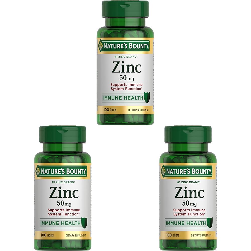 Nature’s Bounty Zinc 50mg | Immune System, Skin, & Antioxidant Health Support | Contributes to DNA Formation | Vegetarian, Non-GMO, Gluten Free | 100 Caplets, 1 Serving Per Day for Daily Health