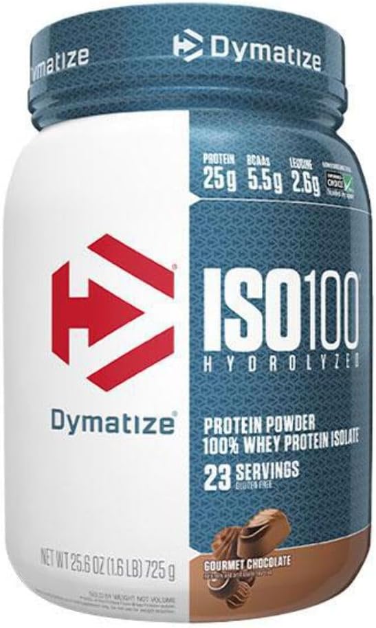 Dymatize ISO 100 Whey Protein Powder with 25g of Hydrolyzed 100% Whey Isolate, Gluten Free, Fast Digesting, Birthday Cake, 1.6 Pound