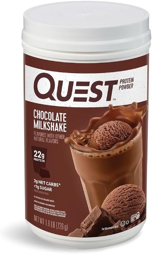 Quest Cinnamon Crunch 20g & Chocolate Milkshake 22g Protein Powders, 2g Net Carbs, 1g Sugar, Gluten Free, 1.6lb Each