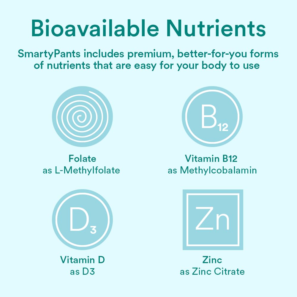 SmartyPants Prenatal Multivitamin Gummies - Improved Formula: Omega 3 (DHA/EPA), Methylfolate, Biotin, Vitamin D3, C, Vitamin B12, B6, Vitamin A, K & Zinc, Gluten Free, 120 Count (40 Day Supply)