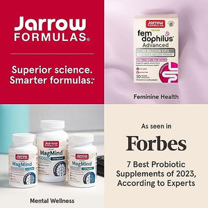 Jarrow Formulas Fem-Dophilus Probiotics 1 Billion CFU with 2 Science-Backed Strains, Dietary Suppl for Vaginal and Urinary Tract Supp,60 Veggie Caps,Up to a 60 Day Supply, Shelf-Stable,12 Packs