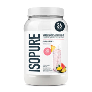 Isopure Clear Whey Isolate Protein Powder, Lactose Free, Gluten Free, Naturally Flavored, Pineapple Orange Banana, 20g Protein Per Serving, 1.9 Lb, 36 Servings (Packaging May Vary)