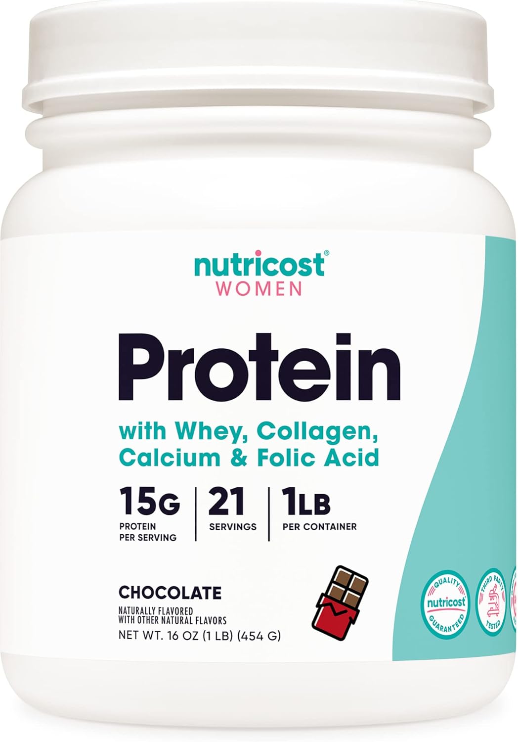 Nutricost Protein for Women Chocolate, 1 LB - Collagen, Whey, Folic Acid, Biotin, Calcium