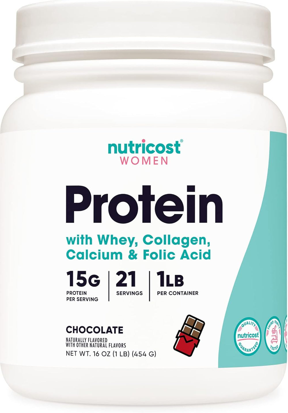 Nutricost Protein for Women Chocolate, 1 LB - Collagen, Whey, Folic Acid, Biotin, Calcium
