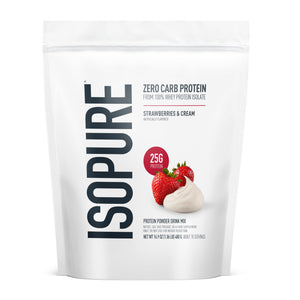 Isopure Bundle of Zero Carb 100% Pure Whey Isolate Protein Powder, Strawberries & Cream, 25g Protein Per Serving, 1 Lb, 15 Servings + Isopure 100% Pure Creatine Monohydrate Powder, 100 Servings