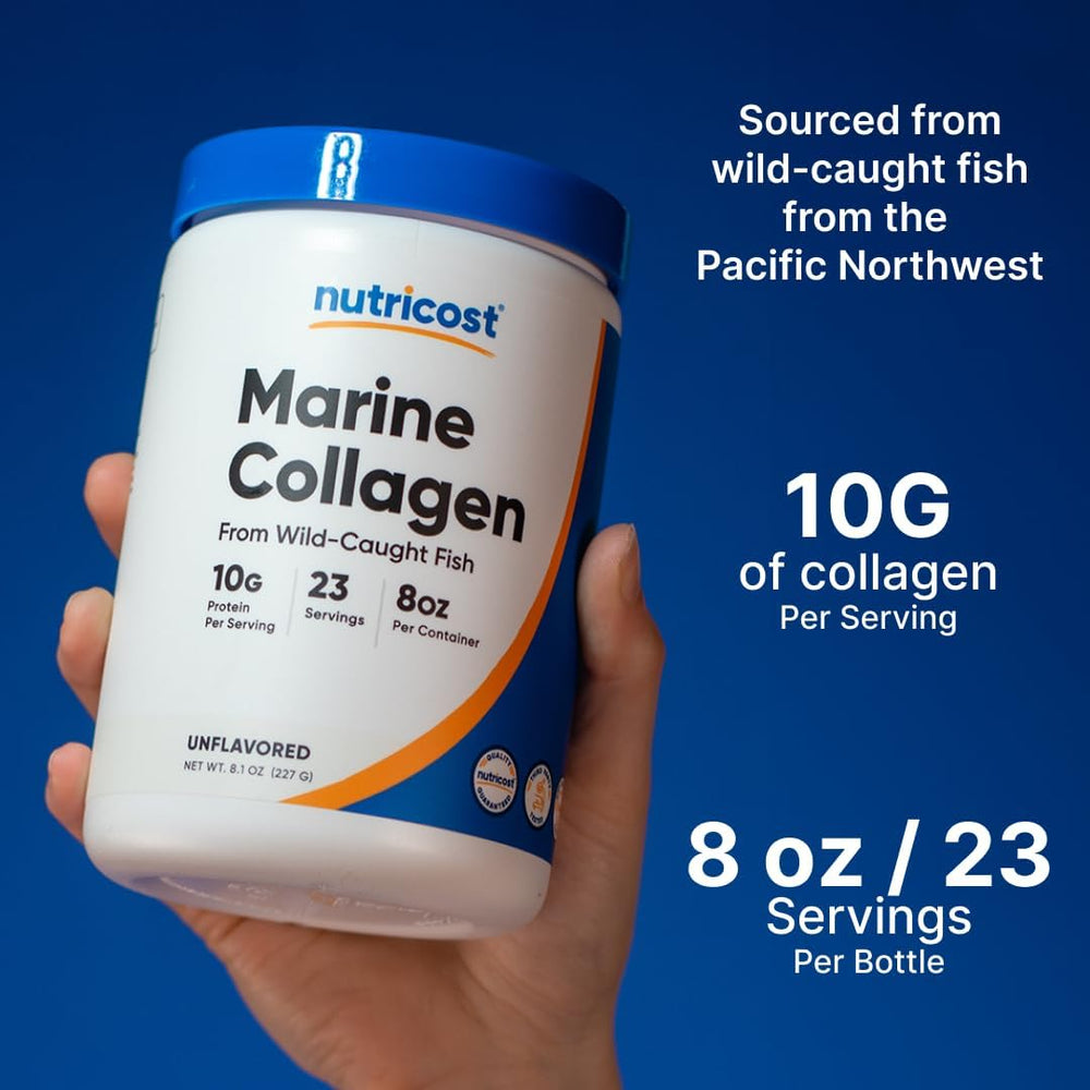 Nutricost Marine Collagen Peptides 8oz from Wild Caught Alaskan Fish, Premium, Hydrolyzed Collagen Powder