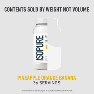 Isopure Clear Whey Isolate Protein Powder, Lactose Free, Gluten Free, Naturally Flavored, Pineapple Orange Banana, 20g Protein Per Serving, 1.9 Lb, 36 Servings (Packaging May Vary)